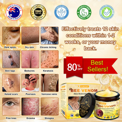 PUROSA® Bee Venom Skin Treatment Cream, Anti-aging, Hydrating, Skin Repair, Even Tone, Acne and Dark Spot Treatment, Wart and Mole Removal, Psoriasis Relief